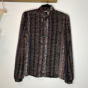 VINTAGE Notations Mixed Print Button Down